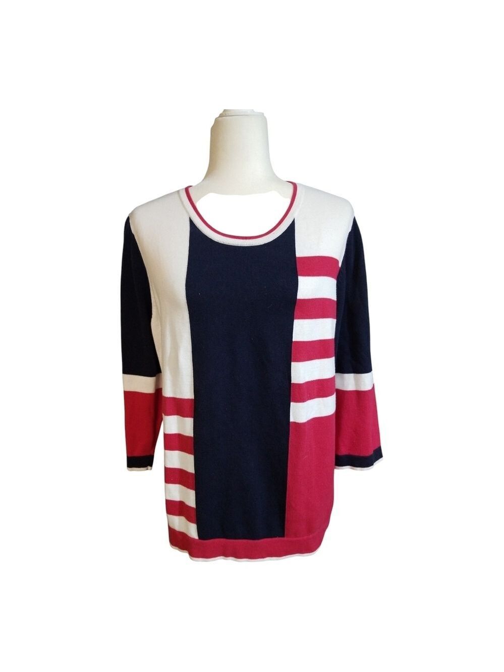 Christopher & Banks Navy and Red Sweater